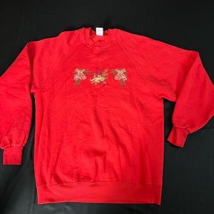 Vintage Jerzees Size XXL Floral Embroidered Sweatshirt Granny Made In USA.